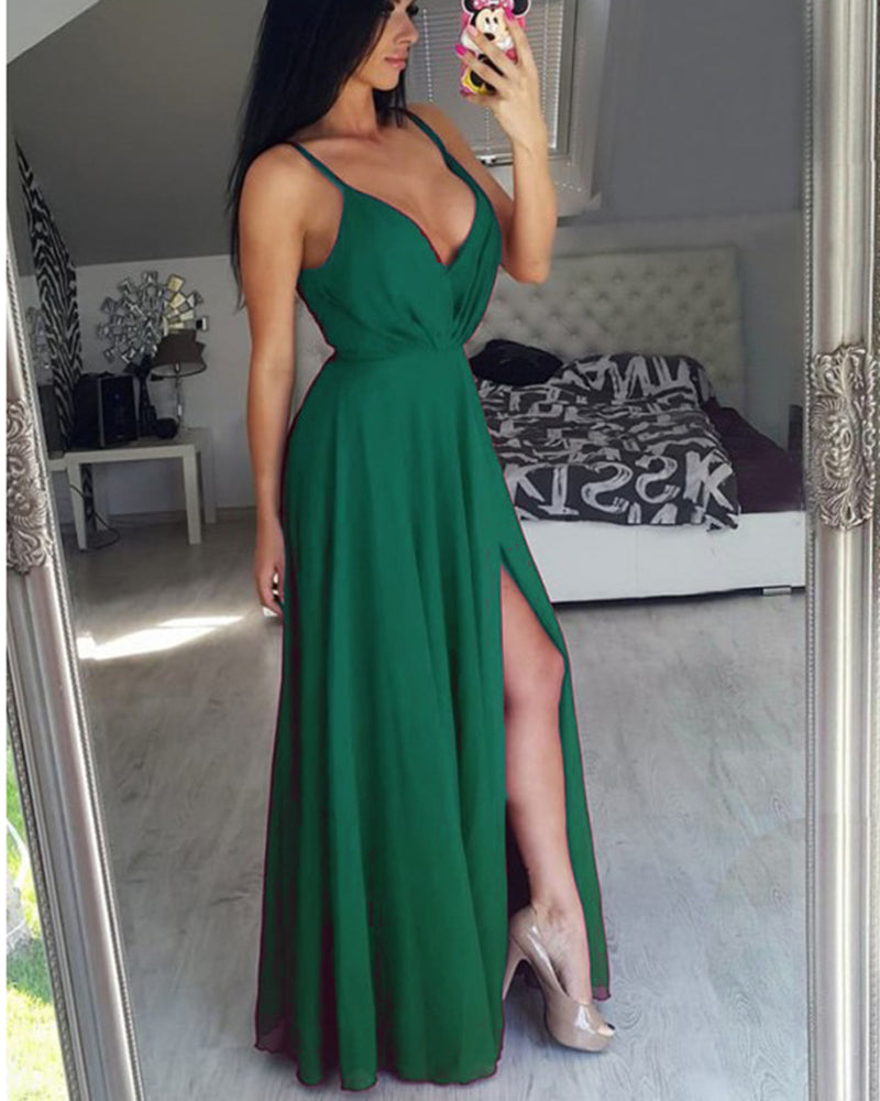 green dinner dress