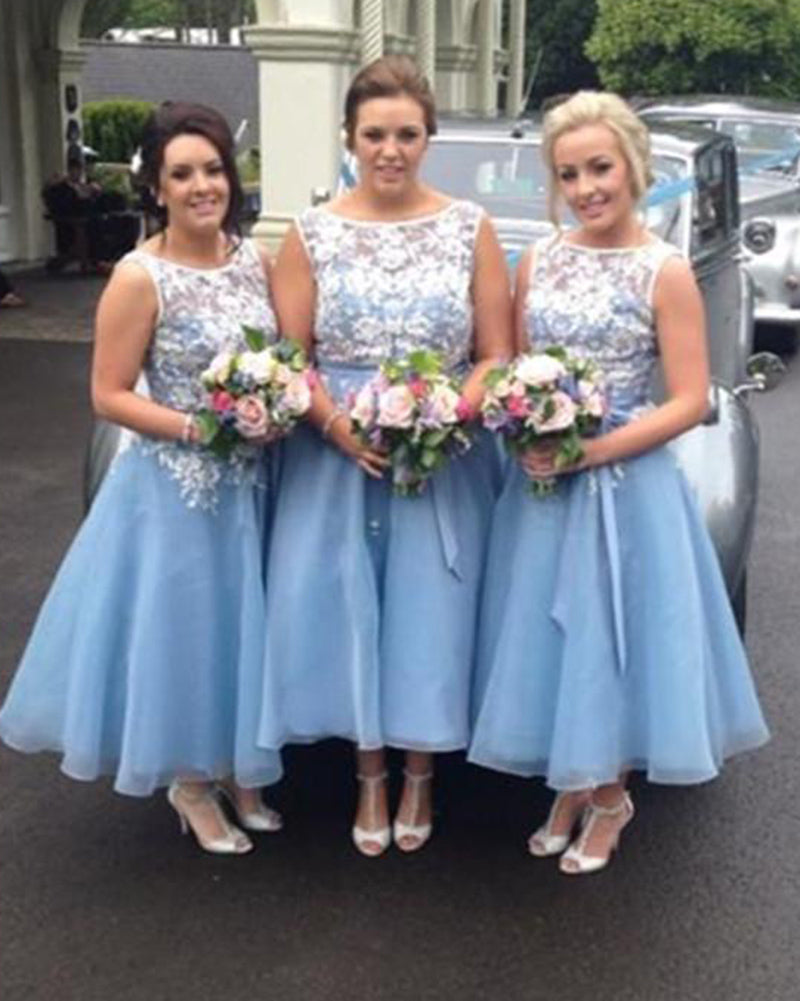 blue white bridesmaid dresses