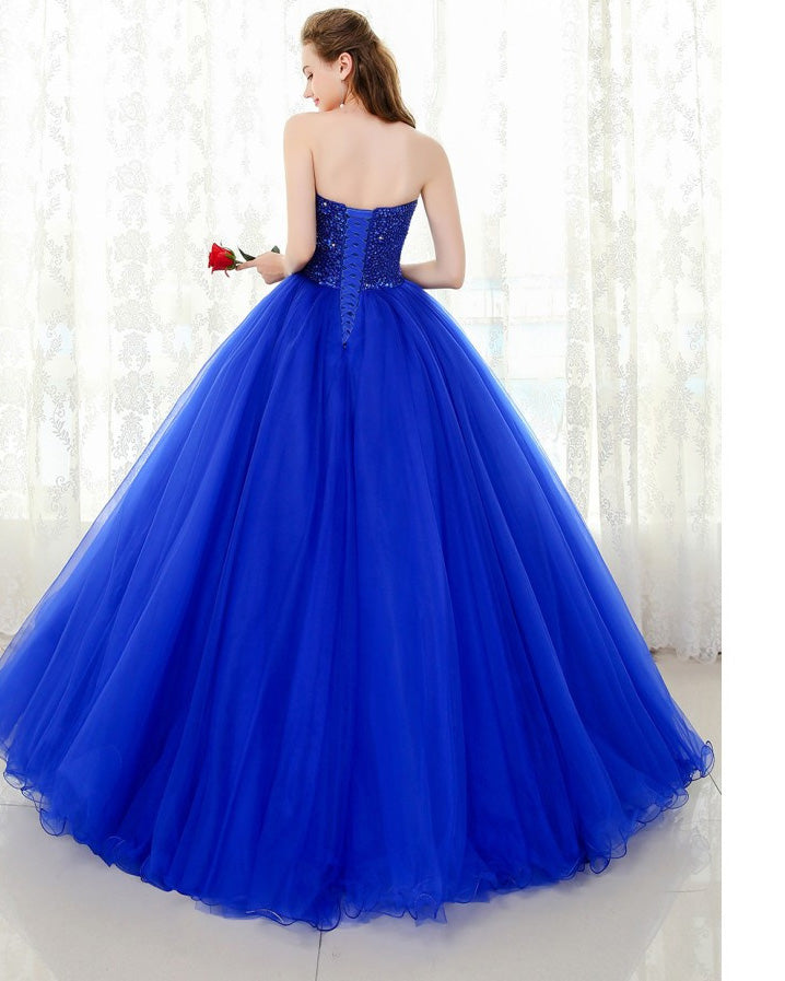 Royal Blue Sweetheart Beading Ball Gown Prom Dress Corset Formal Wear Siaoryne 6917