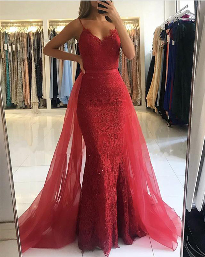 red pageant gown