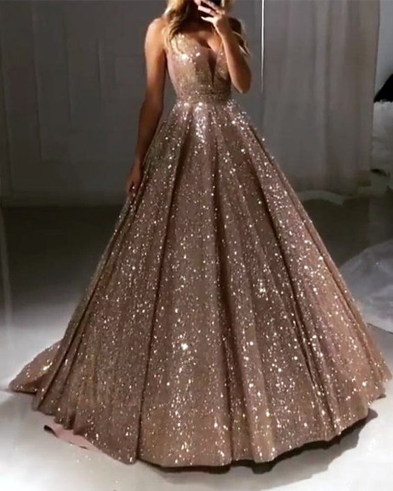 deep v evening gown