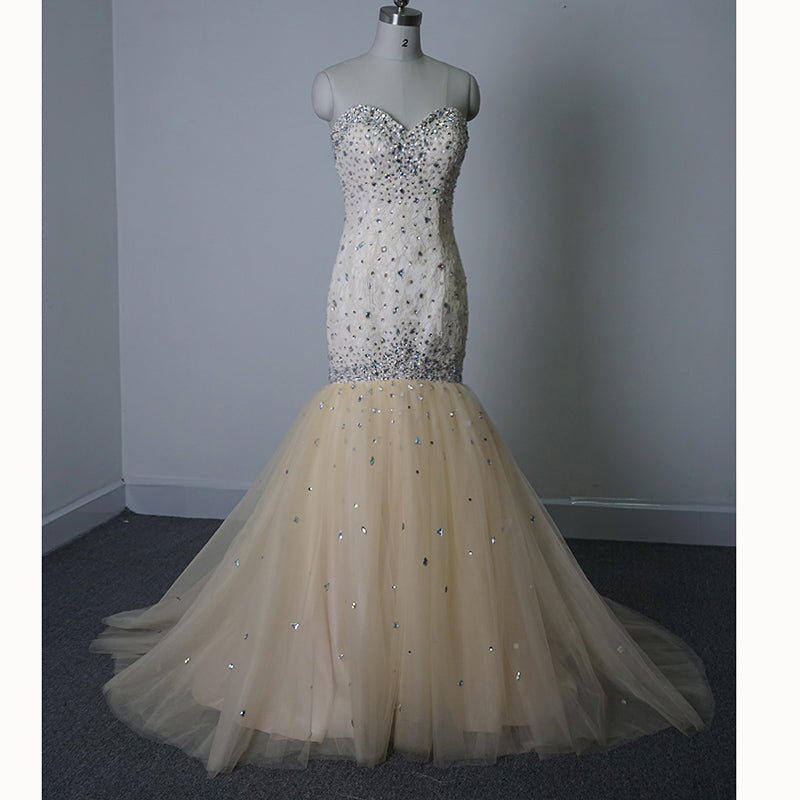 diamond mermaid prom dress