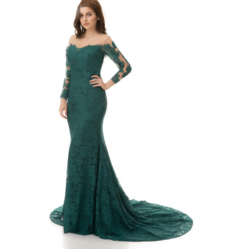 dark green long sleeve dresses