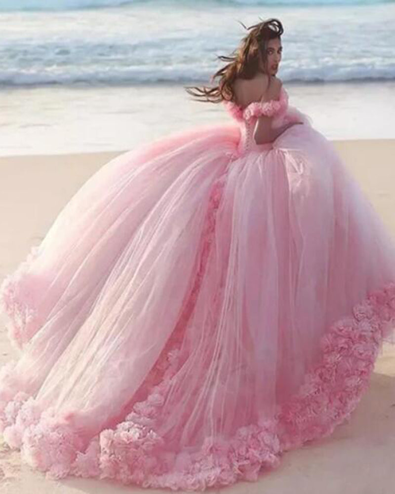 pink floral evening gown