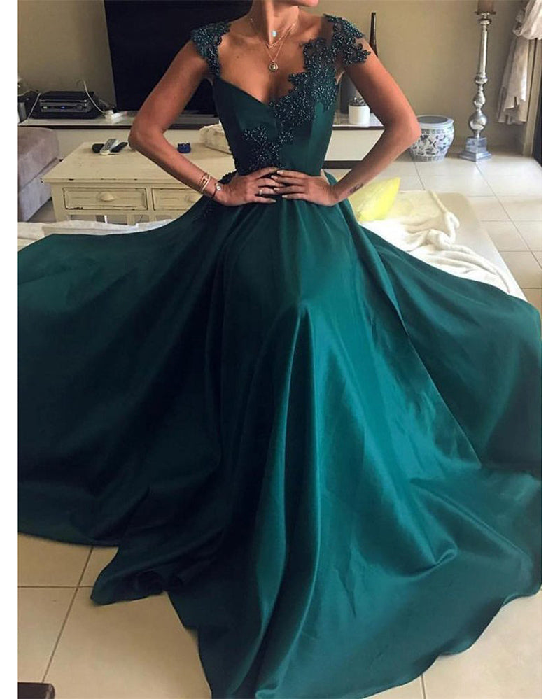 teal green evening dress