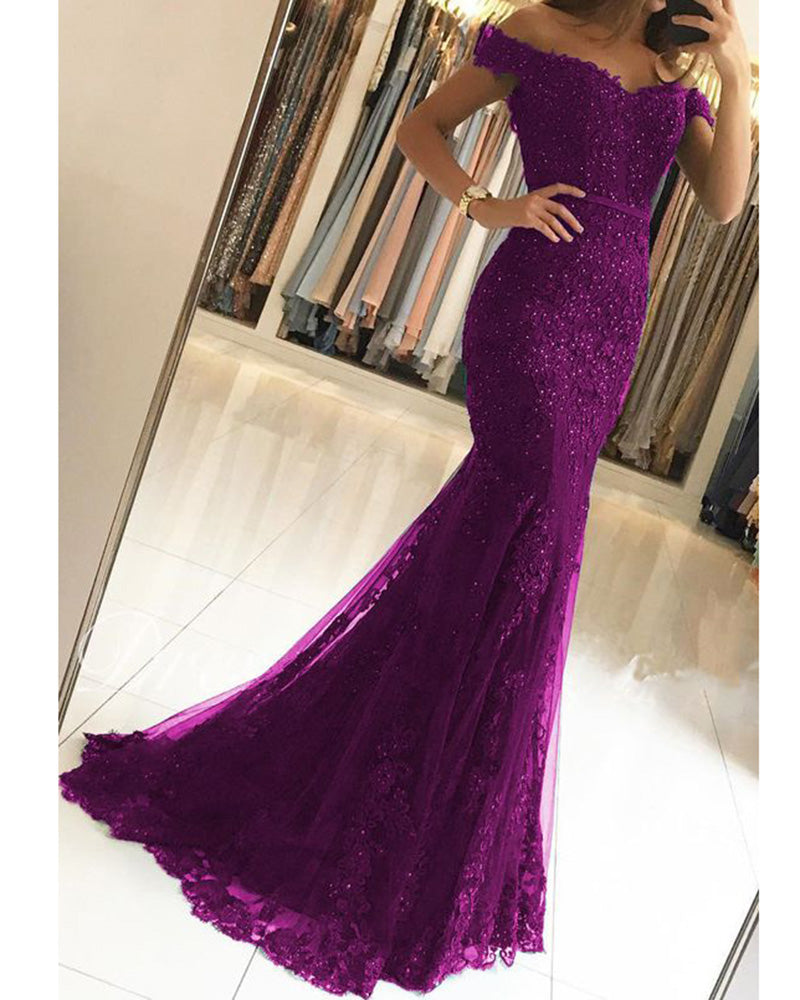 mermaid purple prom dresses