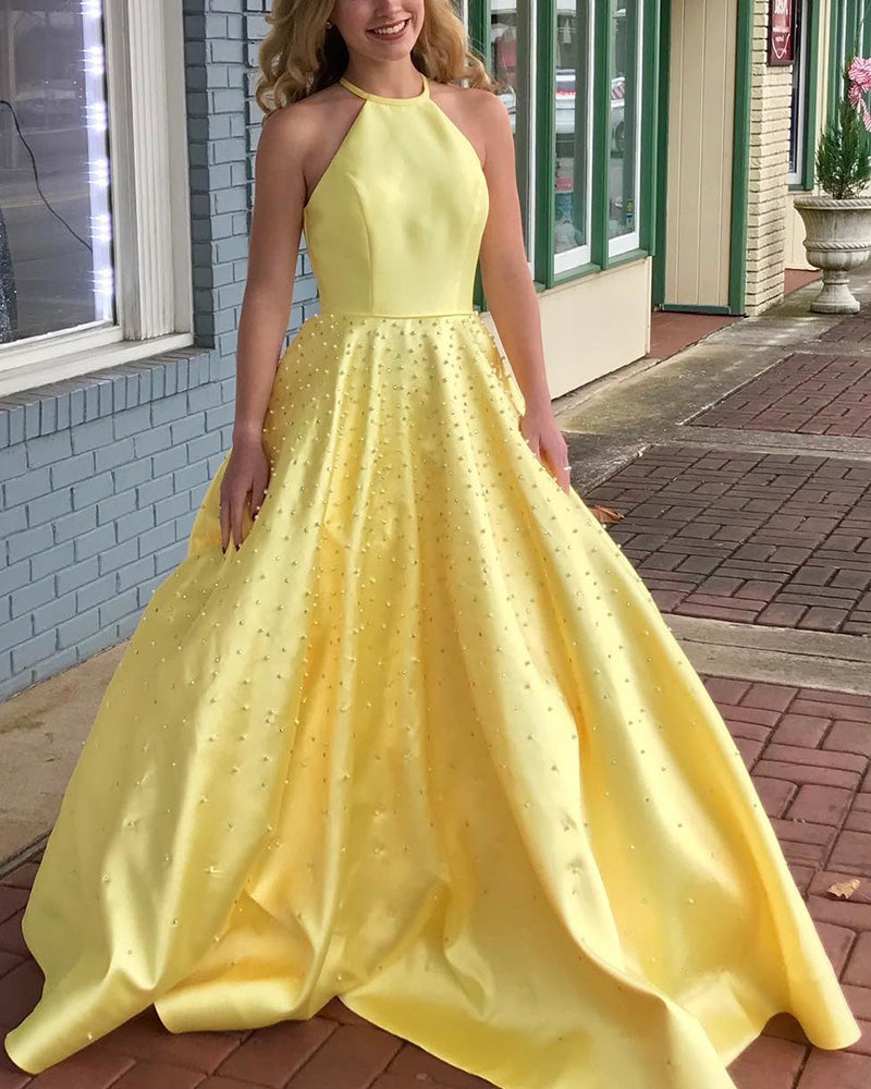 yellow and pink gown