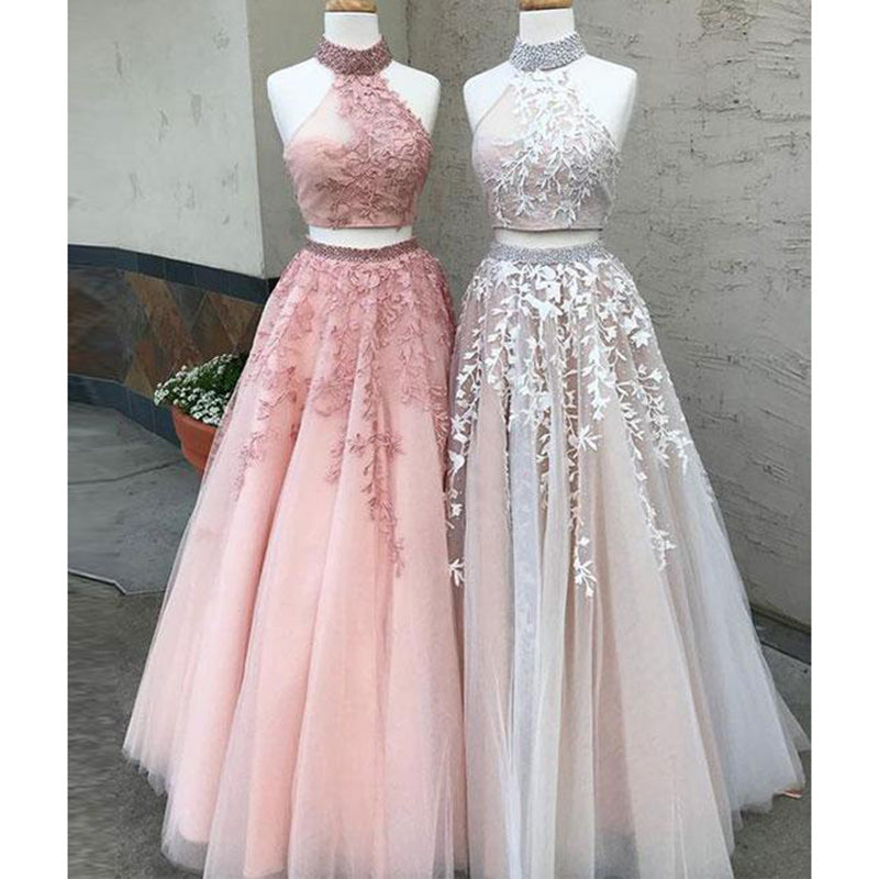 pink long party dress