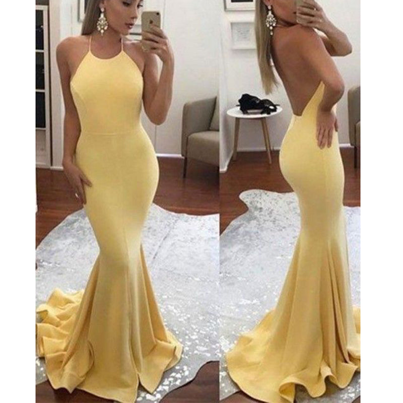 yellow halter gown