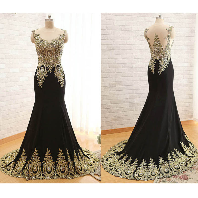 black and gold gown design