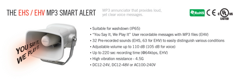 Patlite Signalfx Australia Vision Inspection Food and Beverage Processing IP rated LED Speaker Horn Sounder EHV