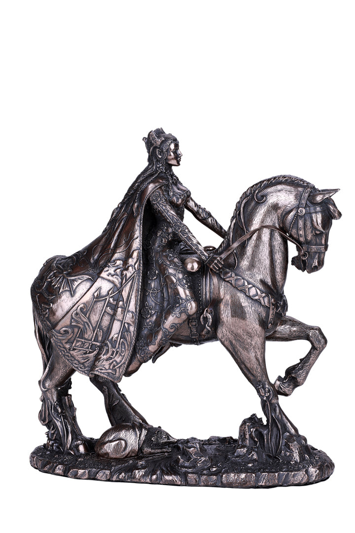 Celtic Irish Moon Goddess Rhiannon Riding Horse in Arberth Statue 10