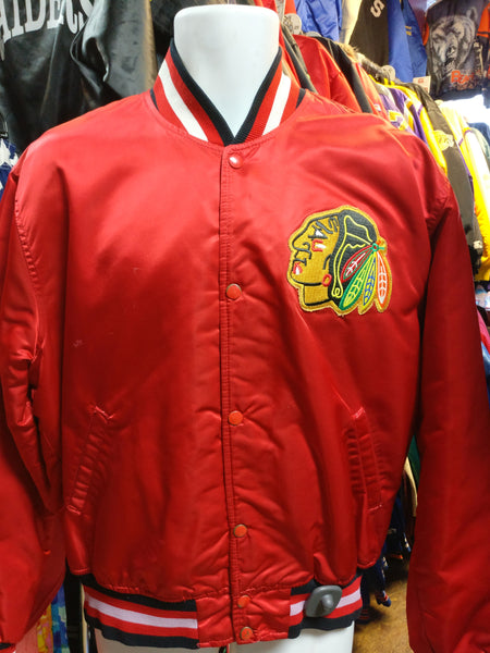 Vintage 80s CHICAGO BLACKHAWKS NHL Starter Nylon Jacket L – XL3 VINTAGE