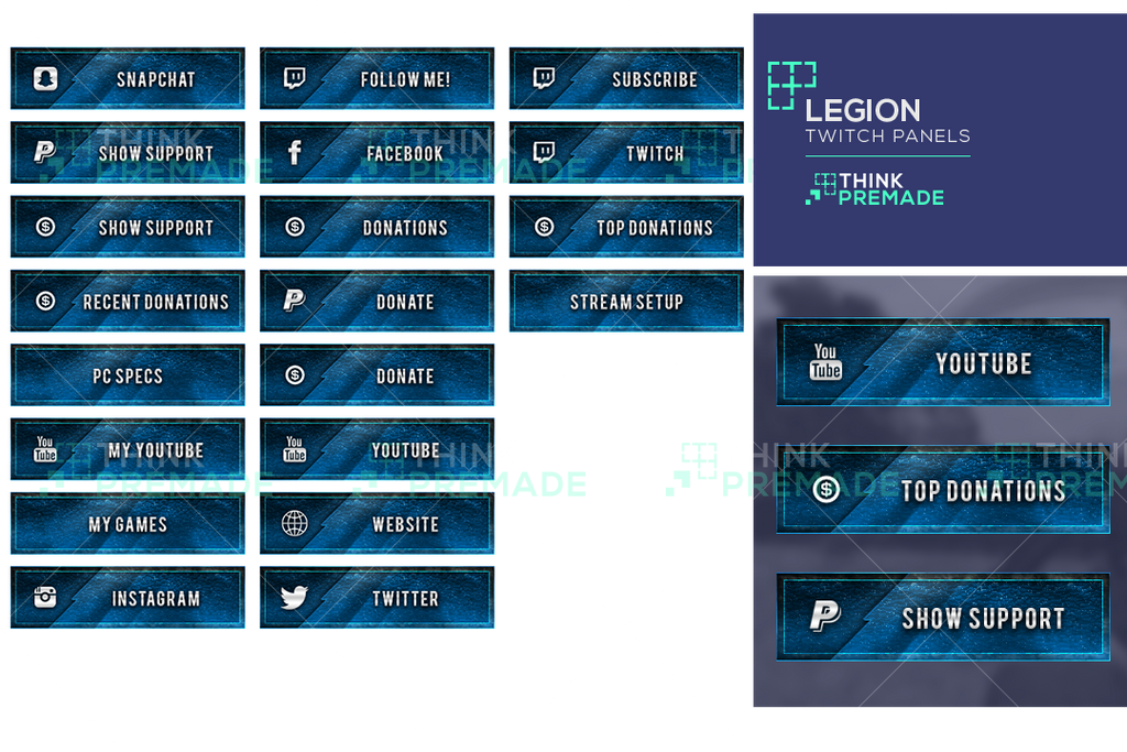 Twitch Streamer Graphics Overlay Template Pack - Legion