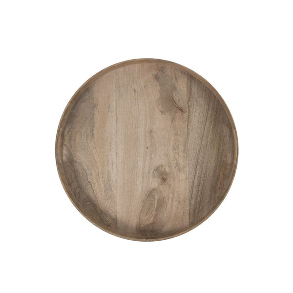 large round wood tray