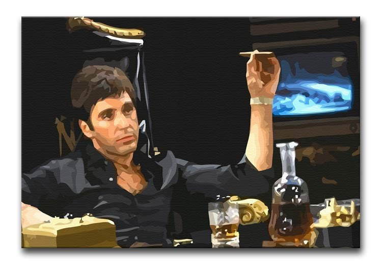 Scarface At His Desk With Cigar Canvas Print Poster Canvas Art