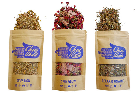 Ayurvedic herbal tea range with three products