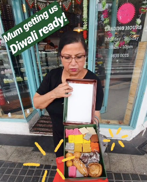Mum with Diwali sweets