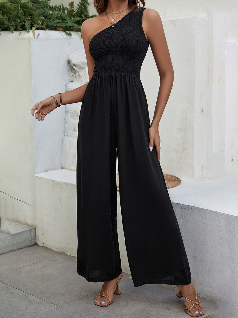 one arm jumpsuit black