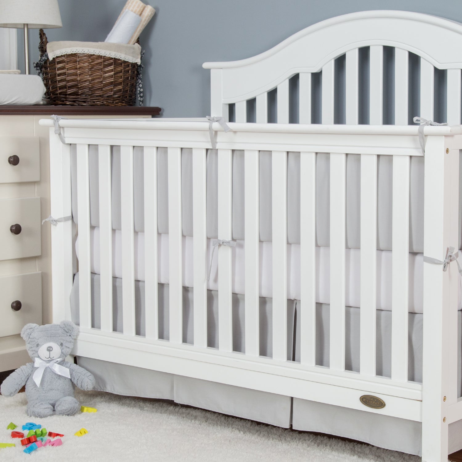 OUT OF STOCK - Cotton Breathable Crib Bumper Pads -Pale Gray