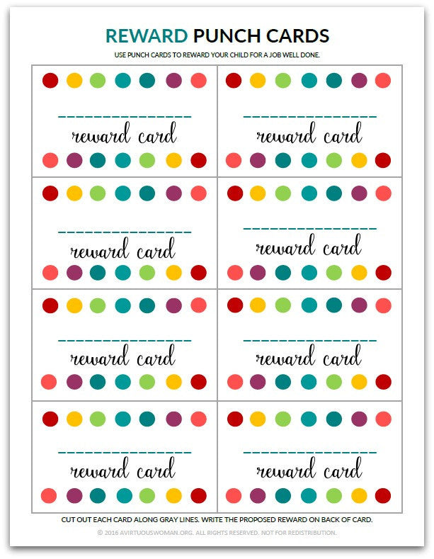 Blank Reward Punch Card Reward Card for Kids Purpose 31