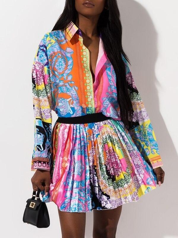 Multicolor-Print Longline Shirt