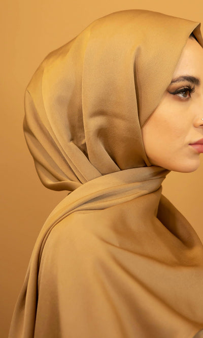 AALIYA COLLECTIONS SATIN CHIFFON HIJAB IN GOLD