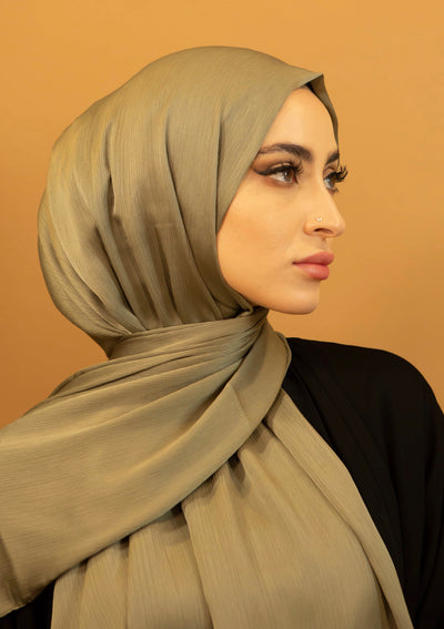 AALIYA COLLECTIONS SATIN RIBBED HIJAB KHAKI