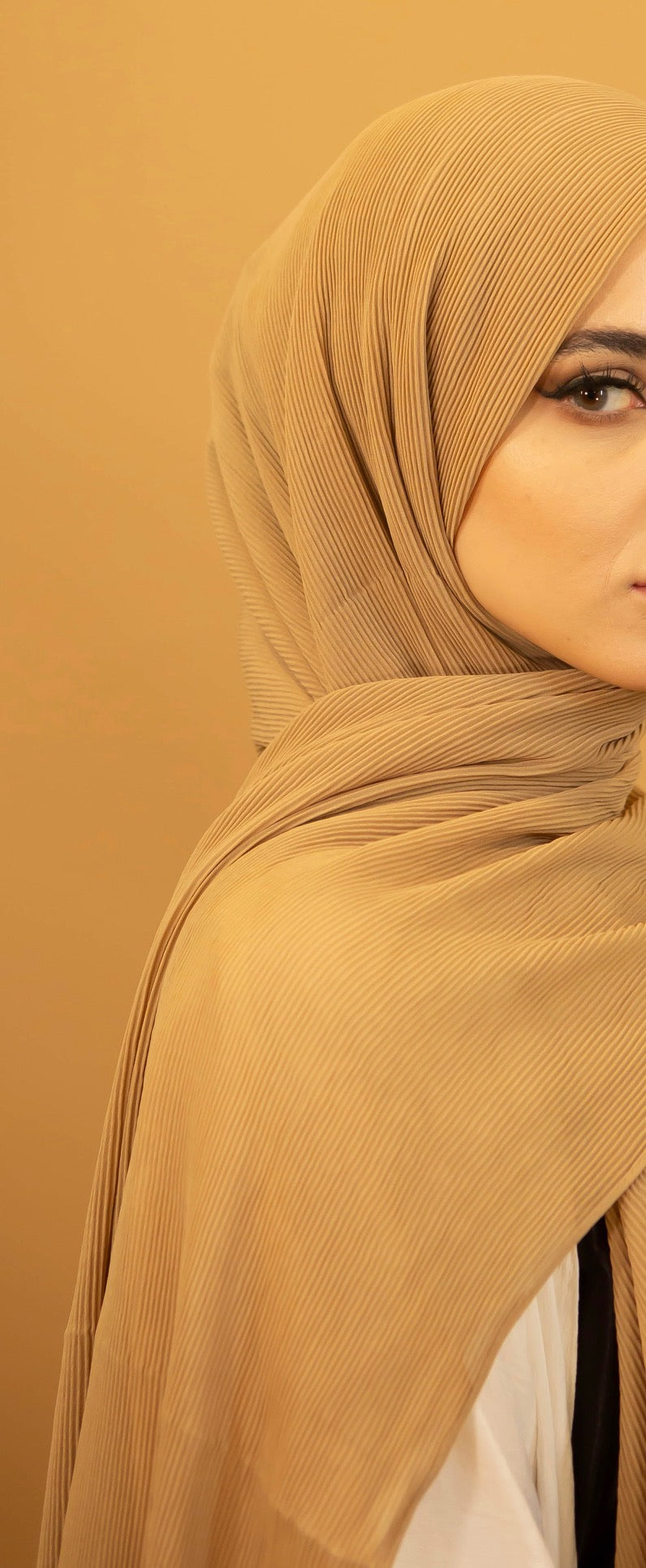 Aaliya Collections Ribbed Chiffon Hijab - Gold