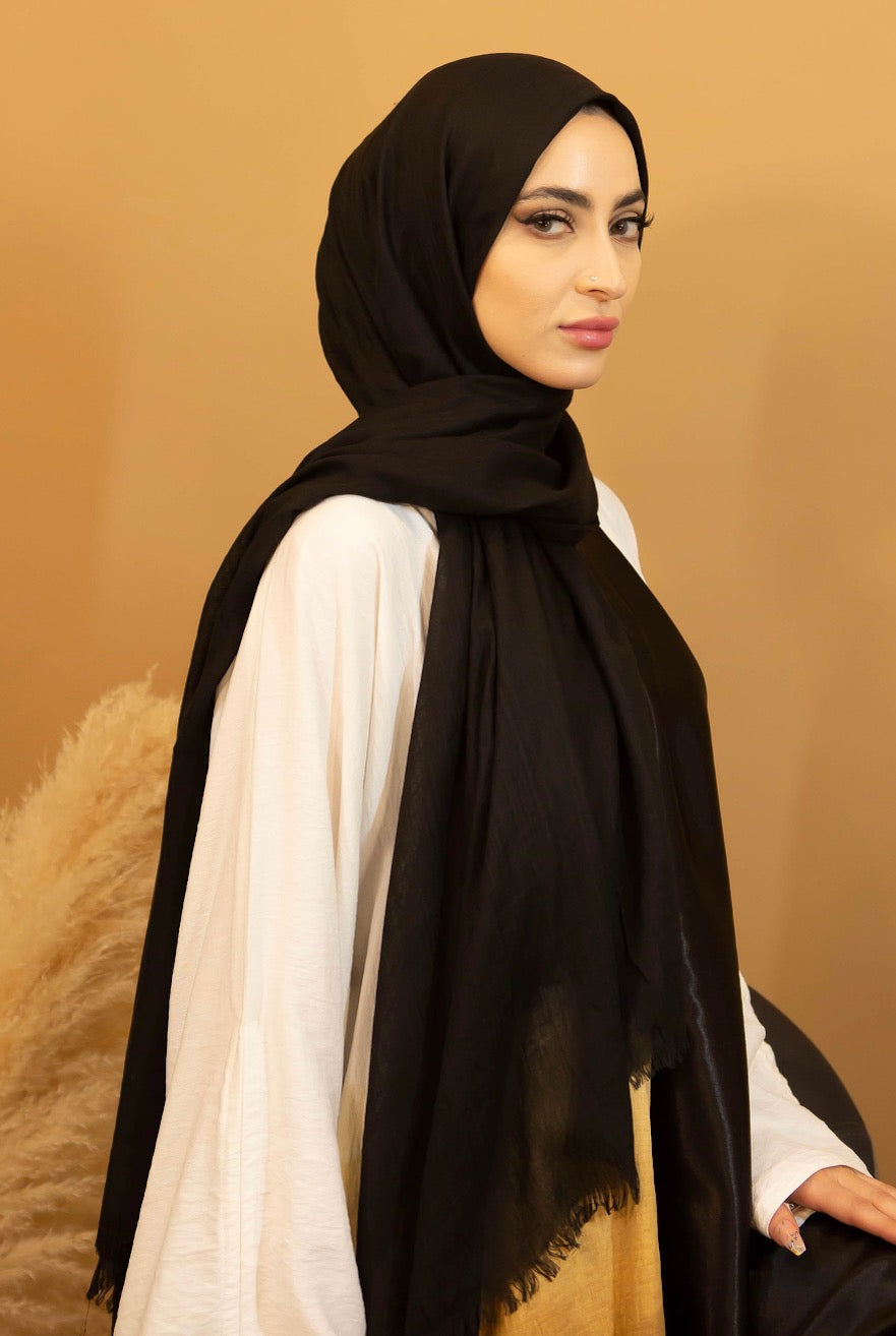 Aaliya Collections Cotton Hijab - Black