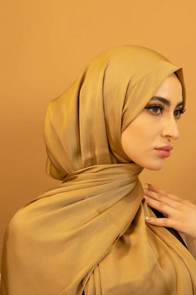 AALIYA COLLECTIONS SATIN RIBBED HIJAB MOCCA