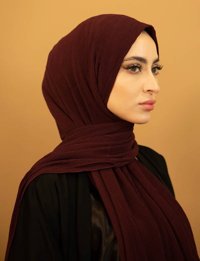 Aaliya Collections Ribbed Chiffon Hijab - Burgundy