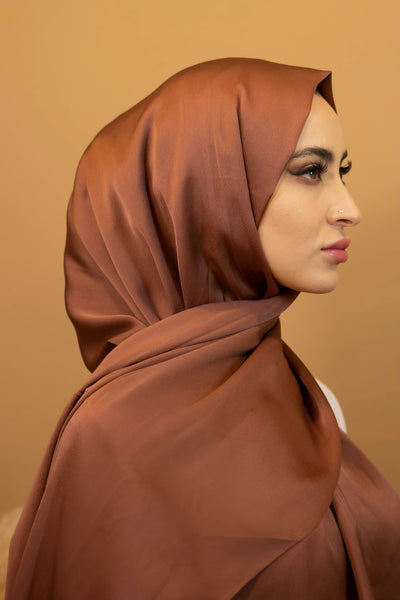 AALIYA COLLECTIONS SATIN CHIFFON HIJAB IN COPPER