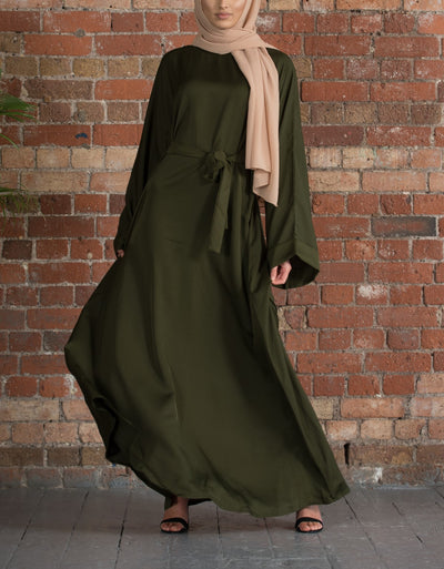 Aaliya Collections Khaki Closed Abaya a closed abaya of A line cut