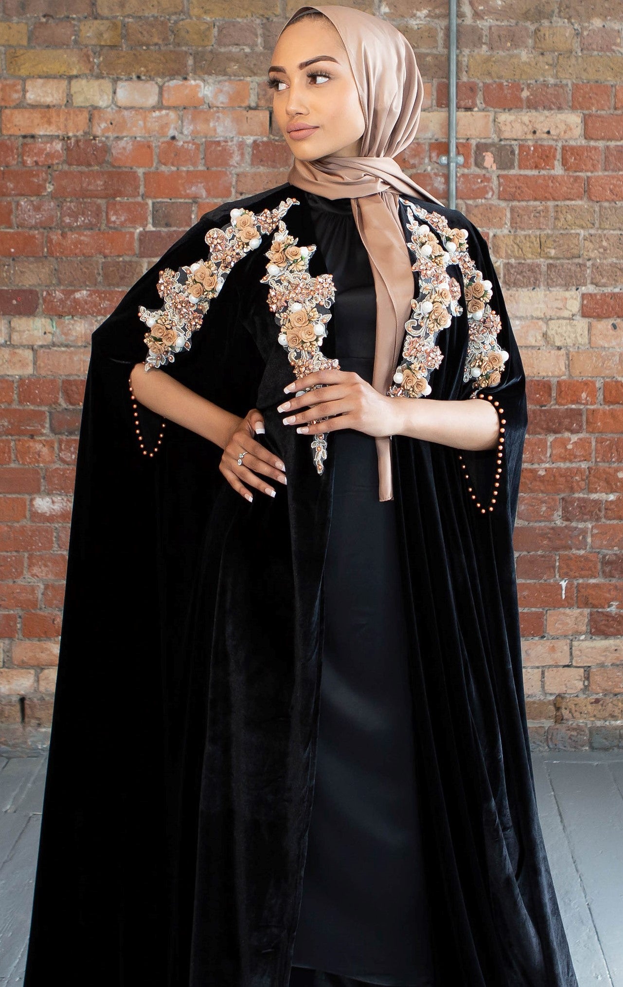 Velvet Embellished Cape