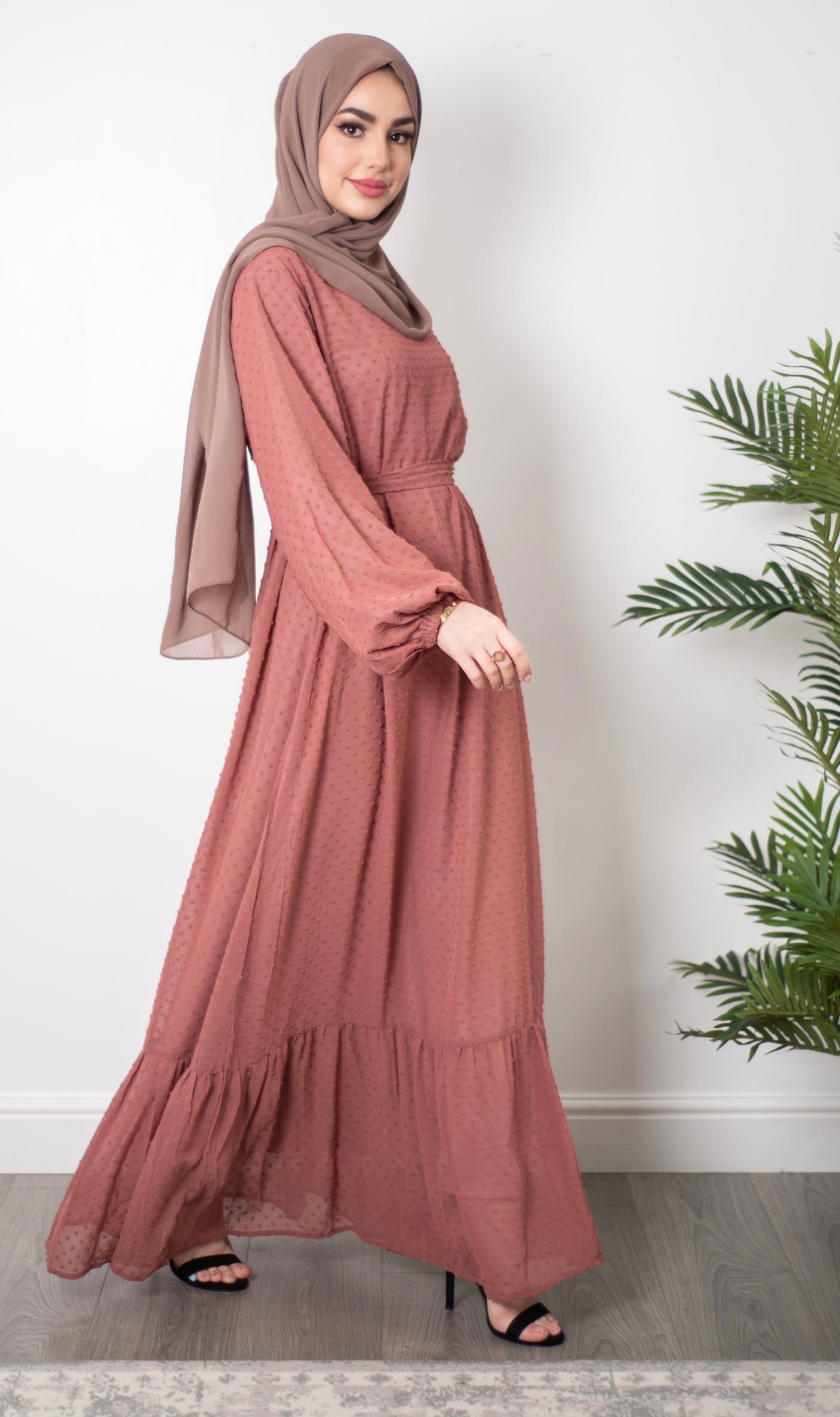 Aaliya Collections Pink Peplum Abaya