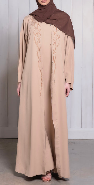 two piece camel abaya