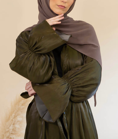 khaki shimmer abaya 