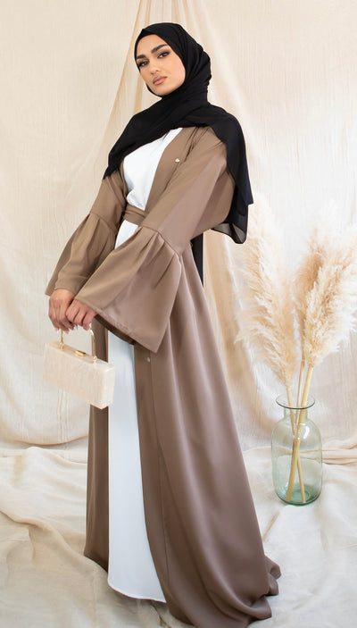 Balloon Sleeve Abaya Almond