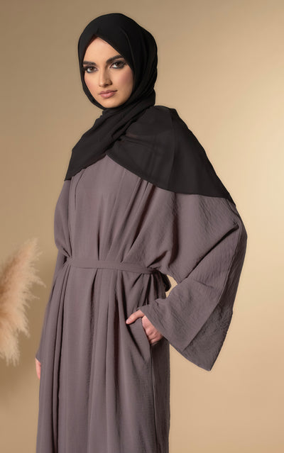 two piece grey abaya set