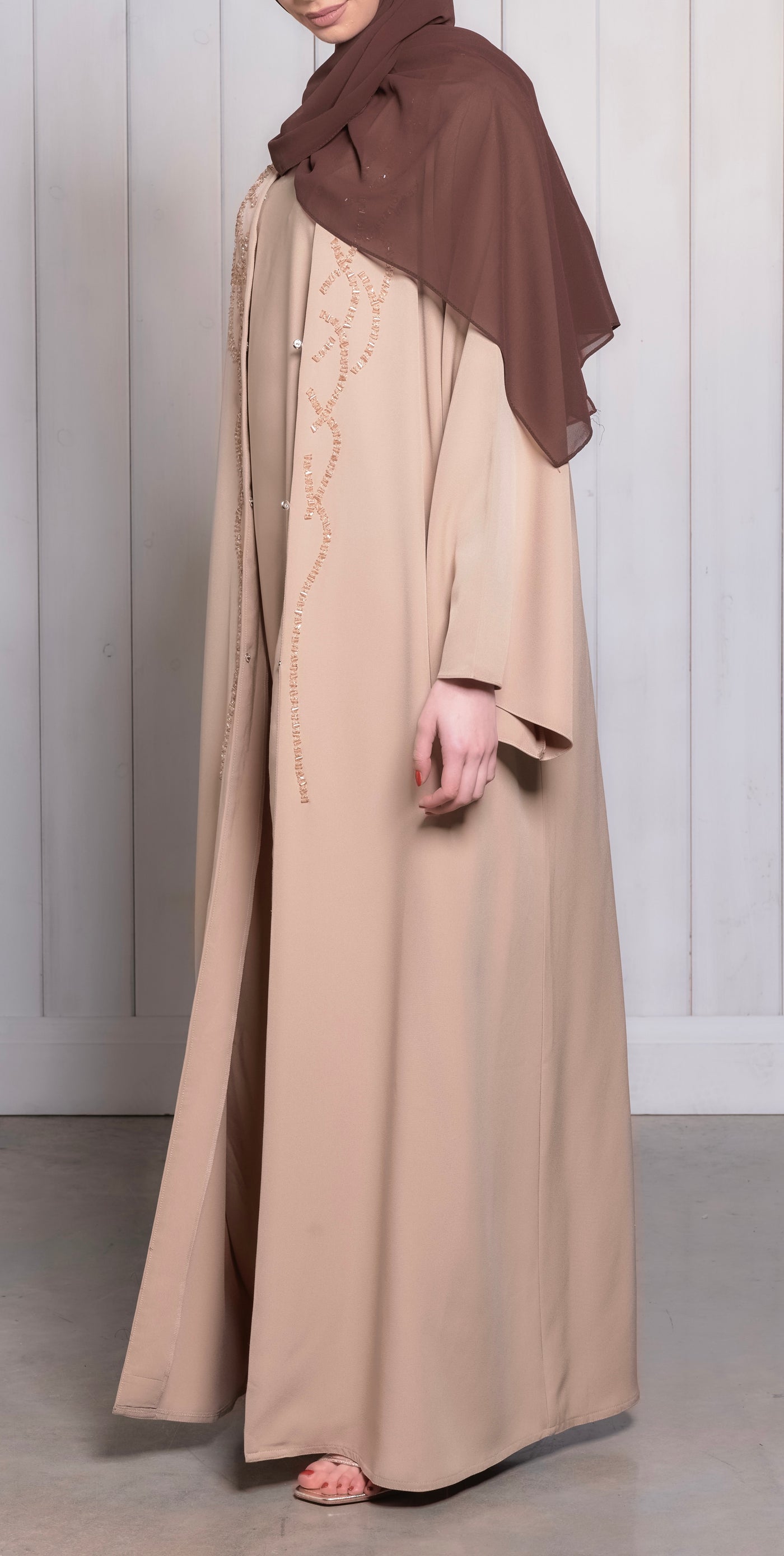 two piece camel abaya