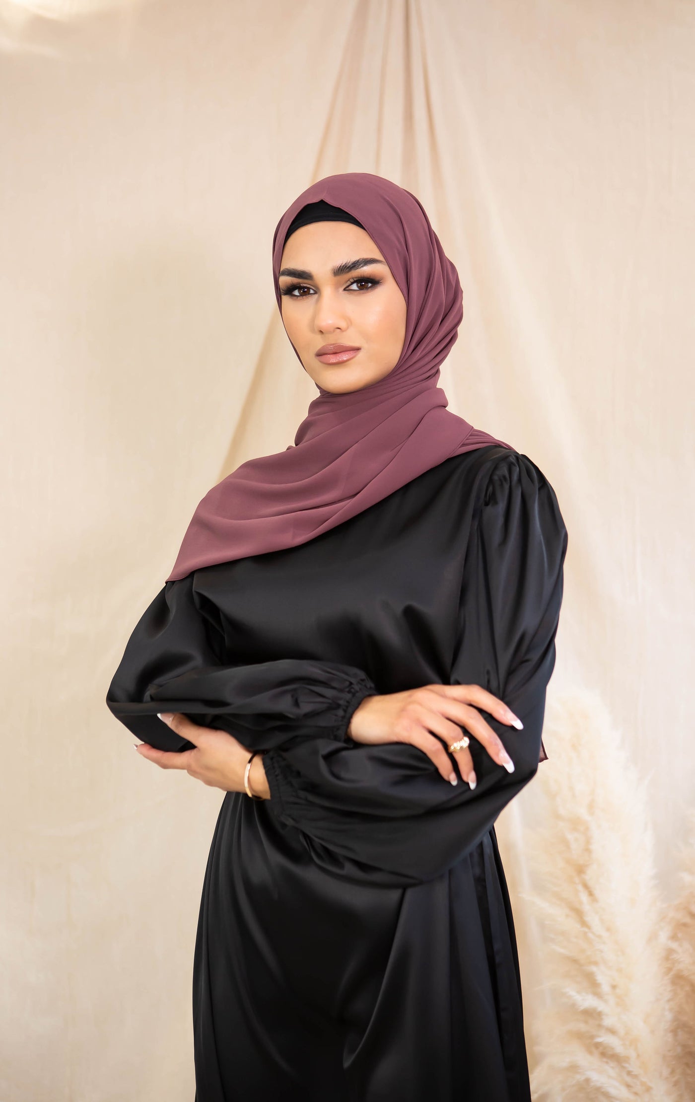 Satin Smock Abaya - Black