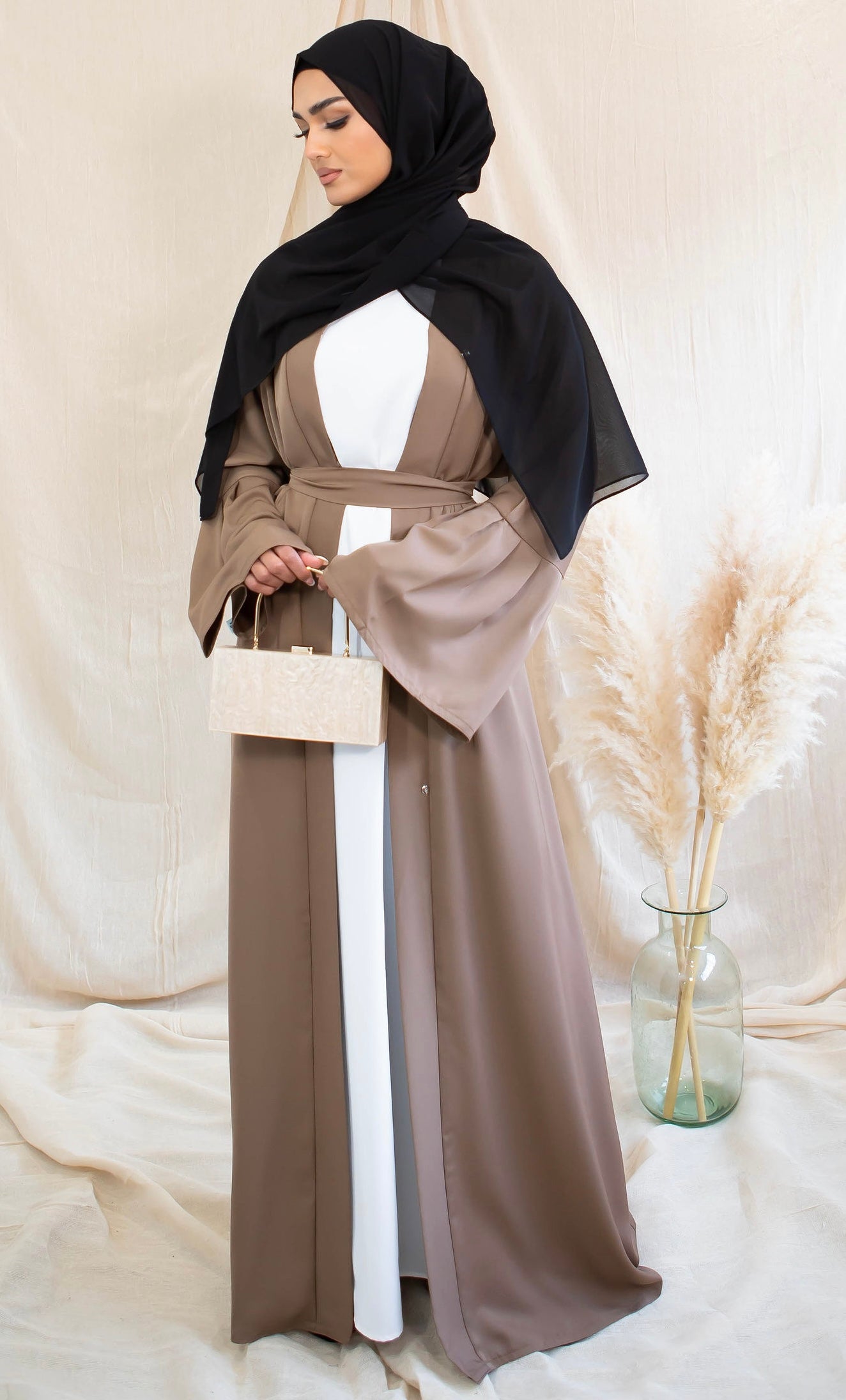 Balloon Sleeve Abaya Almond