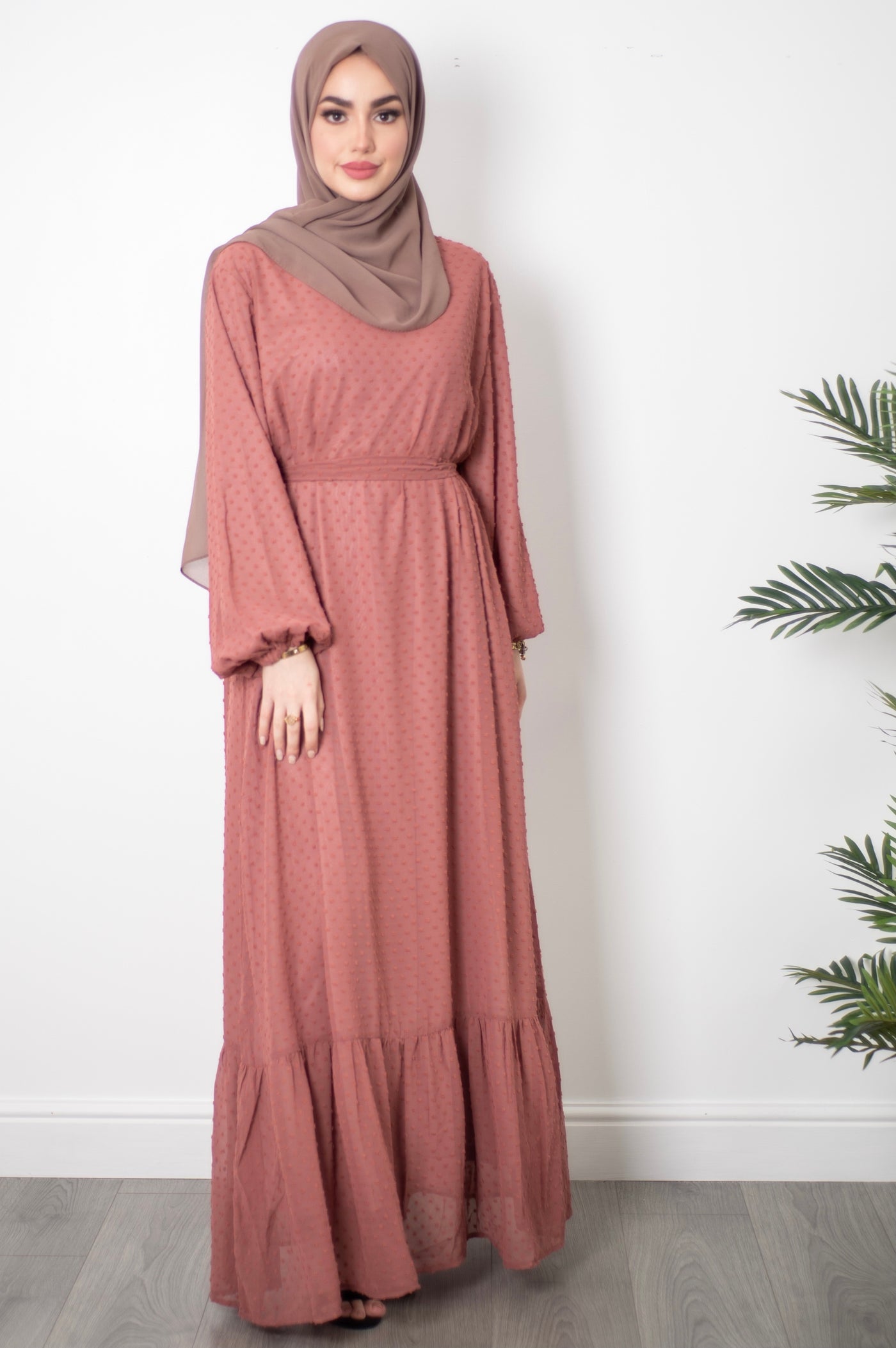 Aaliya Collections Pink Peplum Abaya