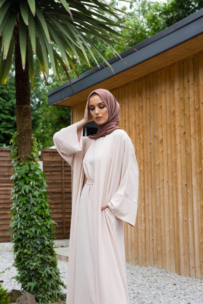 Aaliya Collections Nude Slip And Abaya Set