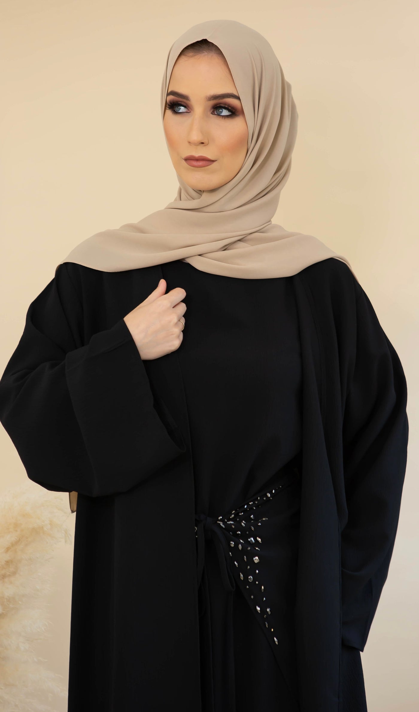 Aaliya Collections Three Piece Sayara Abaya - Black