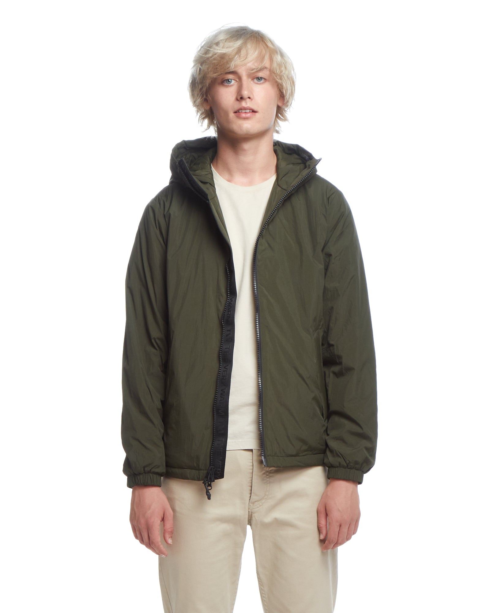 Filled Unisex Light Hooded Jacket - Olive Unisex Light Hooded Jacket - Olive