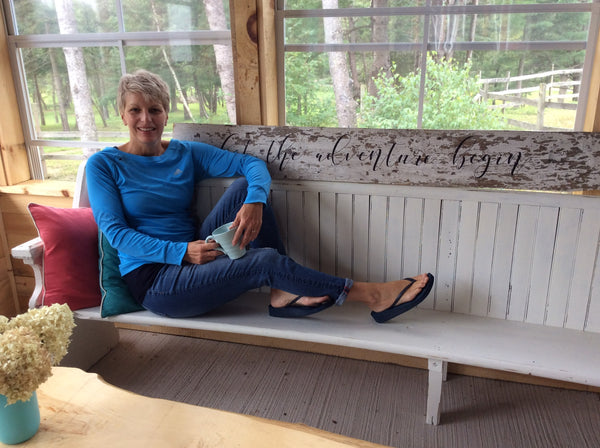 Bev Evans The Creative Pioneer relaxing out back in the 3 season class room