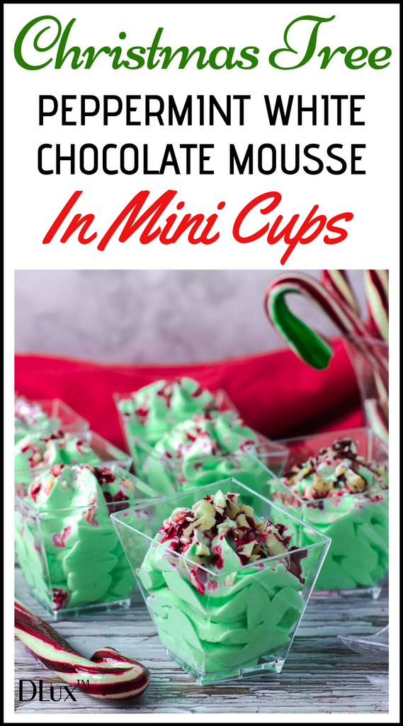 christmas tree peppermint white chocolate mousse in mini cups