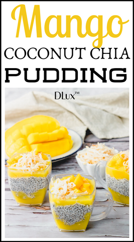 Mango coconut chia pudding in mini dessert cups